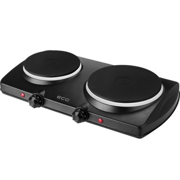 Plita electrica ECG, 1000/1500 W, 185/155 mm, 2 arzatoare, protectie supraincalzire, cablu 83 cm, Negru