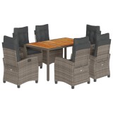 Cumpara ieftin Set mobilier de gradina cu perne, 7 piese, gri, poliratan