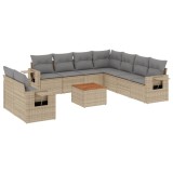 Cumpara ieftin Set canapele de gradina cu perne, 10 piese, bej, poliratan