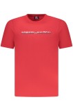 Norway Tricou barbati cu imprimeu cu logo si decolteu la baza gatului, Rosu deschis, M