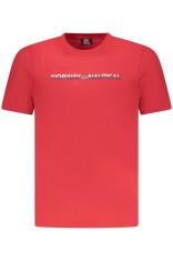 Norway Tricou barbati cu imprimeu cu logo si decolteu la baza gatului, Rosu deschis, M foto