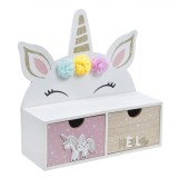 Cutie Decorativă Unicorn, Model cu Sertare, Multicolor, Lemn, 26x10x27cm