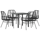 Cumpara ieftin Set de sufragerie de gradina 5 piese sticla neagra polirattan