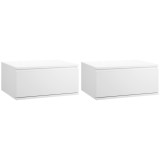 HOMCOM Set 2 Noptiere Suspendate cu Sertar, Design Modern pentru Dormitor și Living, PAL și MDF, Dimensiuni 49x38x23cm, Alb Elegant | Aosom Romania