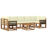 vidaXL Set de canapele de exterior cu pernă 6 pcs Natural și Crem 3385071