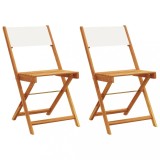 Cumpara ieftin Scaune de bistro 2 buc., textil alb crem si lemn masiv acacia