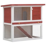 Cumpara ieftin Cusca de iepuri pentru exterior, 1 usa, rosu, lemn