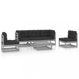 Set mobilier de gradina cu perne, 6 piese, lemn masiv de pin