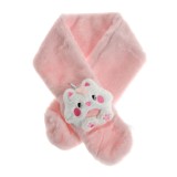 Fular roz pufos pentru copii cu unicorn