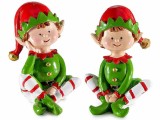 Set 2 figurine Craciun Elfi polirasina multicolora cm 4,5 x 6,5 x 7,5 H
