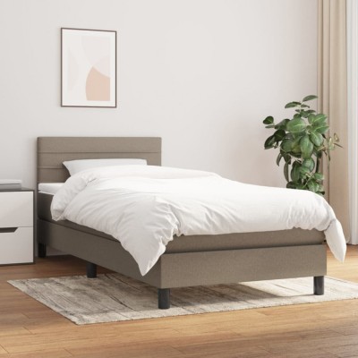 vidaXL Pat box spring cu saltea, gri taupe, 90x200 cm, textil 3140109 foto