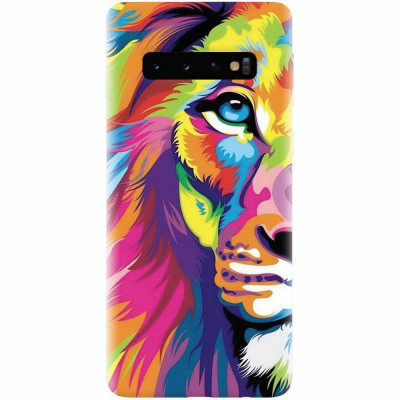 Husa silicon personalizata pentru Samsung Galaxy S10, Colorfull Lion 002 foto