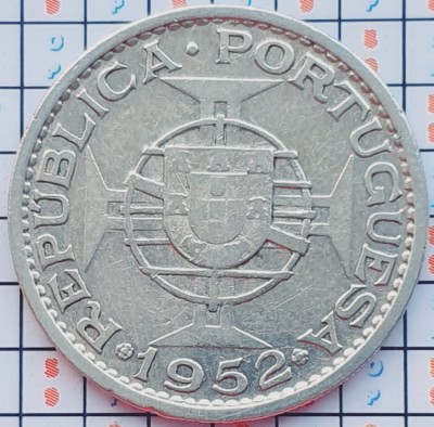 Angola 20 Escudos 1952 argint - km 74 - A031 foto