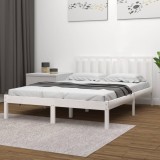 VidaXL Cadru de pat, alb, 200x200 cm, lemn masiv de pin
