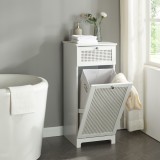 Cumpara ieftin Dulap de Baie cu Cos pentru Rufe Incorporat, Dimensiuni 90x38x40cm, MDF Alb, [en.casa]