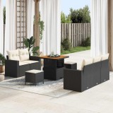vidaXL Set de canapele pentru grădină 8 pcs Negru poliratan
