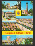 CPIB 19317 CARTE POSTALA - MUNICIPIUL SATU MARE, MOZAIC, AUTOTURISM, STEMA, Circulata, Fotografie