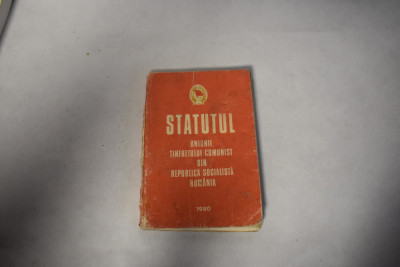 Statutul Uniunii Tineretului Comunist din RSR 1980 foto