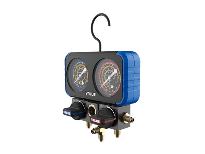 Manometru dublu Freon R32,R407C, R410A, R134a, Value VRM2-B-0801