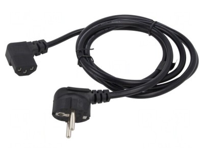 Cablu Alimentare 3x0,75mm2 cu Ștecăr Unghiular și Conector IEC C13 foto