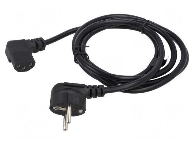 Cablu Alimentare 3x0,75mm2 cu Ștecăr Unghiular și Conector IEC C13