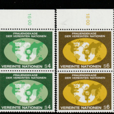 Natiunile Unite Vienna-1980-Deceniul femeilor,dantelat,blocuri de 4,MNH,Mi.9.10