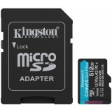 Card Memorie microSDXC Kingston Canvas Go Plus Android A2, 512Gb, Clasa 10 / UHS-1 U3, Cu Adaptor SDCG4/512GB