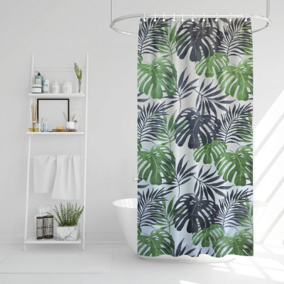 Perdea de duș &amp;ndash; model frunze de palmier &amp;ndash; 180 x 180 cm foto