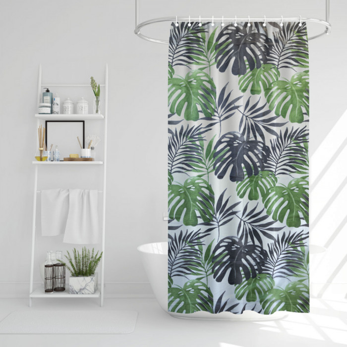 Perdea de duș &ndash; model frunze de palmier &ndash; 180 x 180 cm