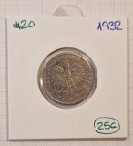 256, Poland Polonia, 2 Zlotys, Zlote, zloti 1932, Y#20, argint, Europa