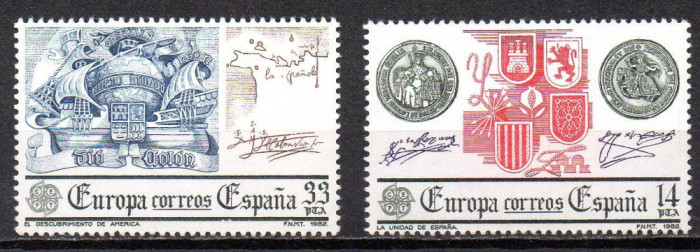 SPANIA 1982, EUROPA CEPT, Aniversari, serie neuzata, MNH