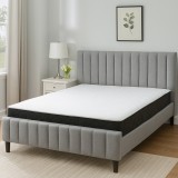 Cumpara ieftin Pat matrimonial Erzon, elemente lemn masiv, tapitat cu stofa, cu somiera,140x200 cm, gri