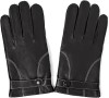 Manusi Barbati din Piele de Miel Naturala Touchscreen - Captusite, Calduroase, pentru Iarna, Condus, Motocicleta, Negru si Alb, S Negru 20.5 cm