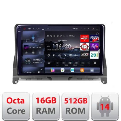 Navigatie Mercedes W204 2008-2012 Edotec Kit-W204 8 core QLED 2K 16+512 360 Android Waze USB Navigatie Internet Youtube Radio CarStore Technology