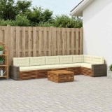 vidaXL Set de canapele de exterior 7 pcs Natural și Crem 3383458