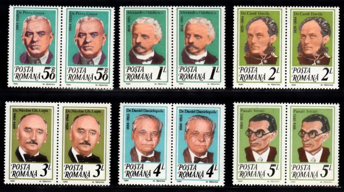 A11 TX10 6 - 1984 - Aniversari - comemorari - perechi de cate doua timbre