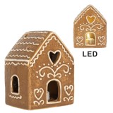 Cumpara ieftin Casuta Craciun ceramica alba maro cu led 8x6x10 cm
