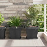vidaXL Vază pătrată pentru flori 24 pcs Negru 43 x 43 x 33.5 cm 42020352