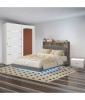 Dormitor Gri 160x200 cm, Pat Tapitat Catifea LED, Dulap 150x210x61 cm, Noptiere, Somiera Inclusa (Fara Saltea)