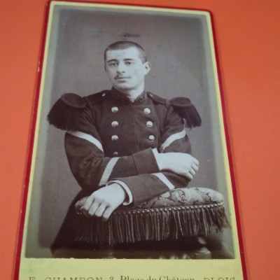 FOTO MILITAR ANII 1900 VECHI PE CARTON GROS 10 7 CM foto