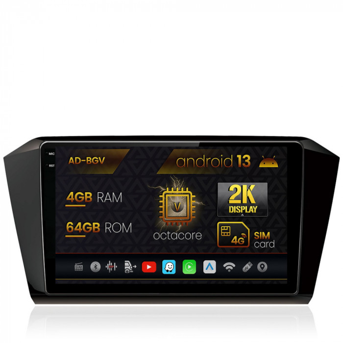 Navigatie Volkswagen Passat B8, Android 13, V-Octacore 4GB RAM + 64GB ROM, 10.36 Inch - AD-BGV10004+AD-BGRKIT037