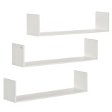 HOMCOM Set di 3 Rafturi de Perete pentru Obiecte, Rafturi de Perete din Lemn, 80x18x18 cm, Alb | Aosom Romania