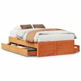 Cumpara ieftin Cadru pat fara saltea/cu sertare maro 120x190 cm lemn masiv pin