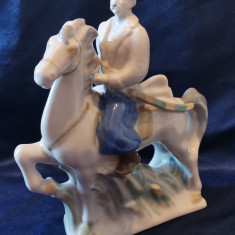 Cazac calare pe cal, Rusia Statueta portelan 27 cm inaltime