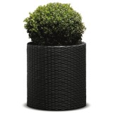 Ghiveci cilindric imitatie ratan Cylinder M 18 L, gri, Keter