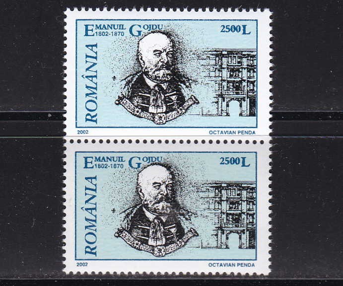 RO 2002 LP 1578 &quot; Oameni de seama -Emanuil Gojdu&quot; , pereche V , MNH