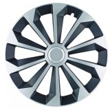 Set capace roti model Fame Gri-Negru cu inel cromat - 15 inch, Autohelix MSA
