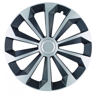 Set capace roti model Fame Gri-Negru cu inel cromat - 15 inch foto