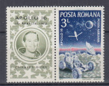 ROMANIA 1972 LP 791 APOLLO 16 SERIE CU VINIETA MNH