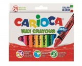 Creioane Cerate, Rotunde, Lavabile, D-12mm, 24 Culori/cutie, Carioca Wax Crayon Maxi